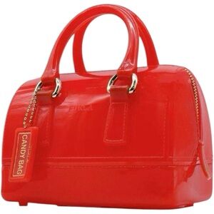 Furla Candy Bag Red Glossy Jelly Satchel Purse – Authentic Made in Italy